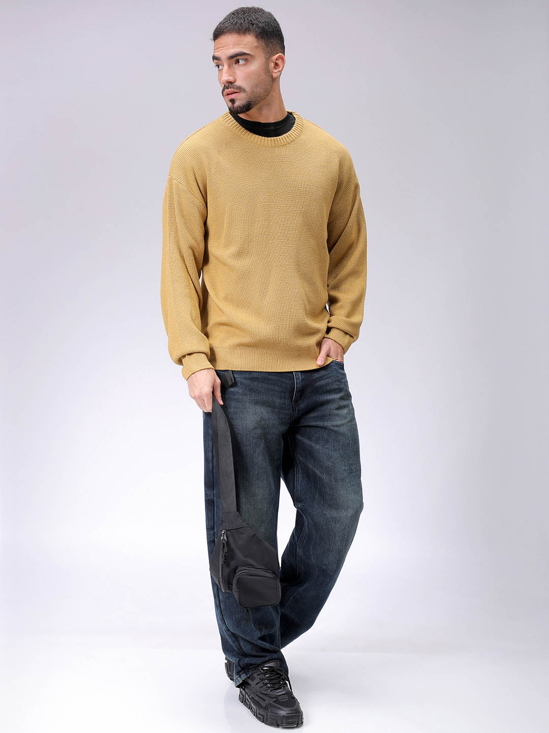 Men's Golden Oversized Solid Sweater