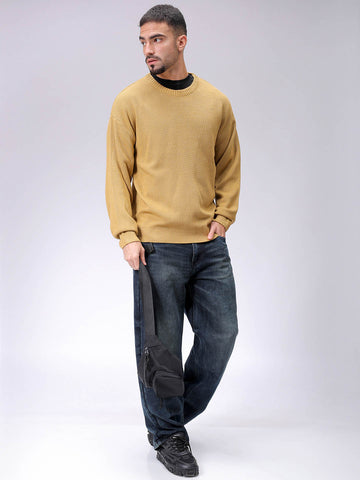 Men's Golden Oversized Solid Sweater