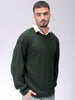 Men's Olive Oversized Solid Sweater