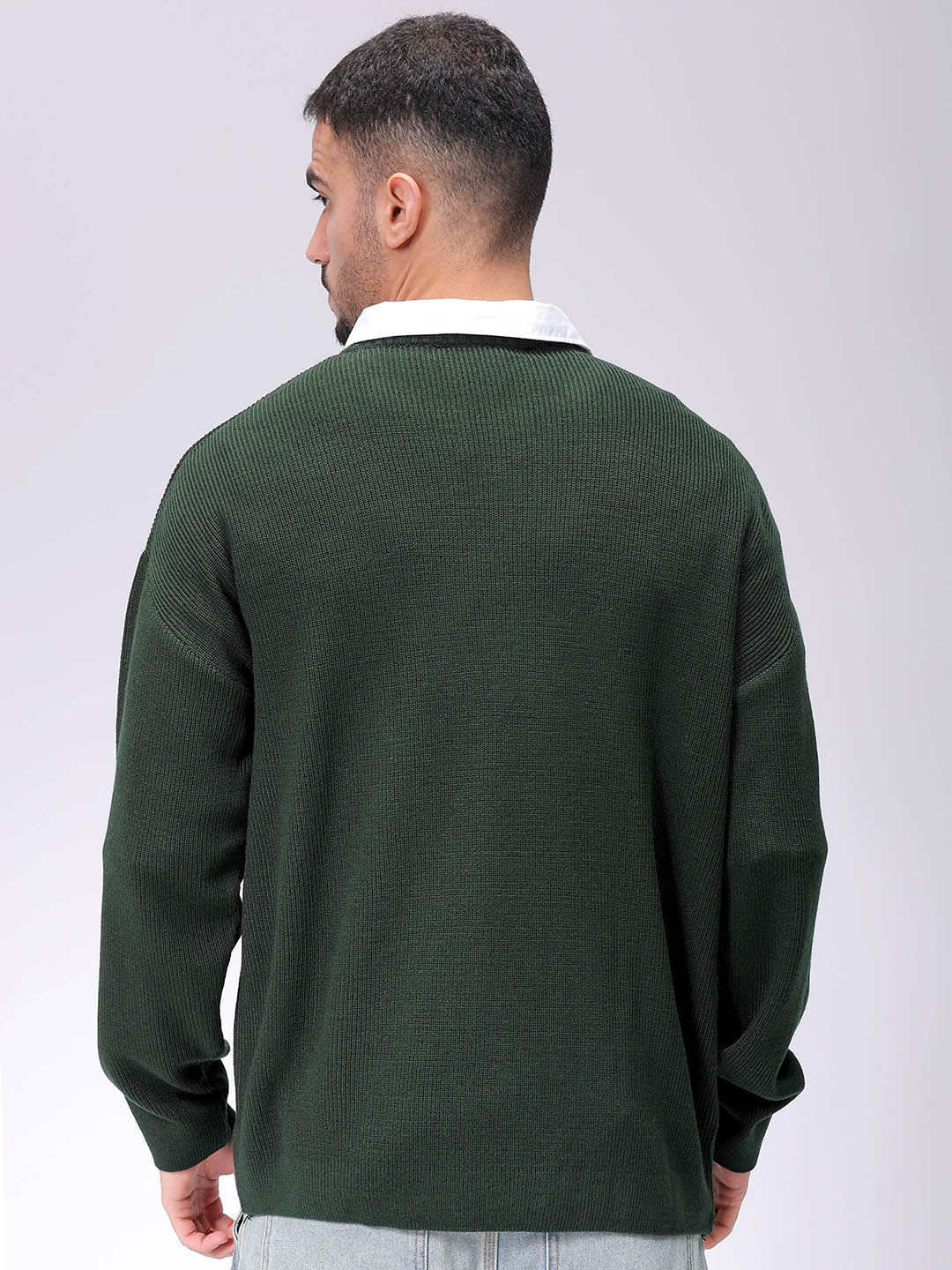 Men's Olive Oversized Solid Sweater