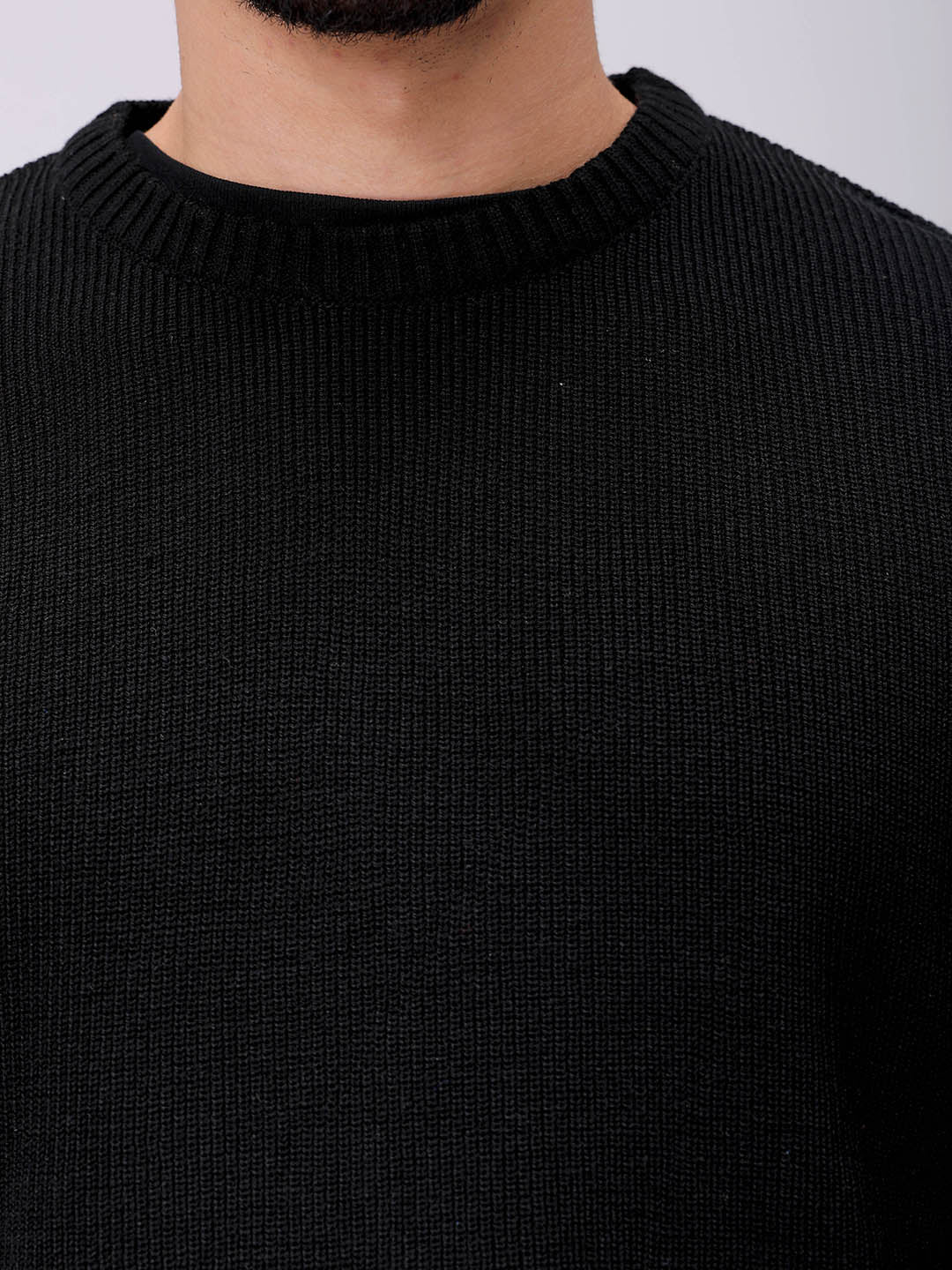 Men's Black Oversized Solid Sweater