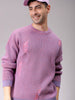 Men's Pink Oversized Textured Crew Neck Sweater