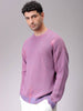 Men's Pink Oversized Textured Crew Neck Sweater