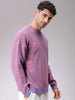 Men's Pink Oversized Textured Crew Neck Sweater
