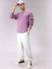 Men's Pink Oversized Textured Crew Neck Sweater