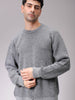 Men's Grey Oversized Textured Crew Neck Sweater