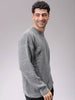Men's Grey Oversized Textured Crew Neck Sweater