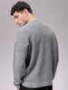 Men's Grey Oversized Textured Crew Neck Sweater