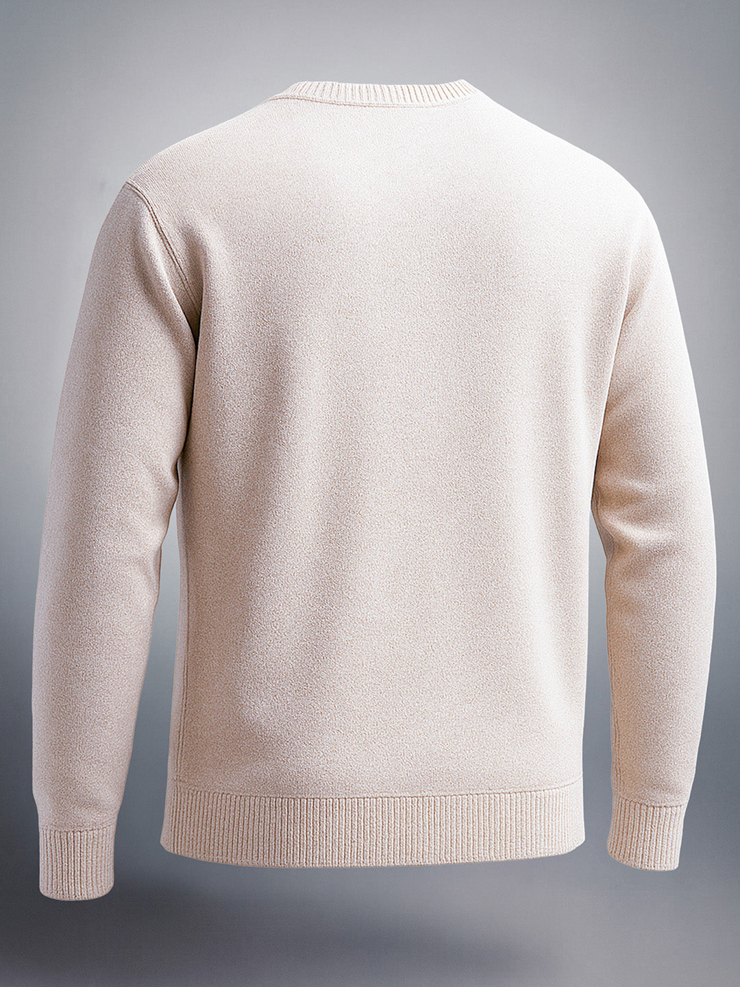 Men's Beige Oversized Fit Solid Casual Sweater