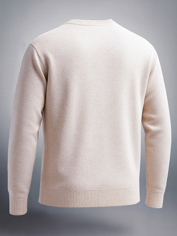 Men's Beige Oversized Fit Solid Casual Sweater