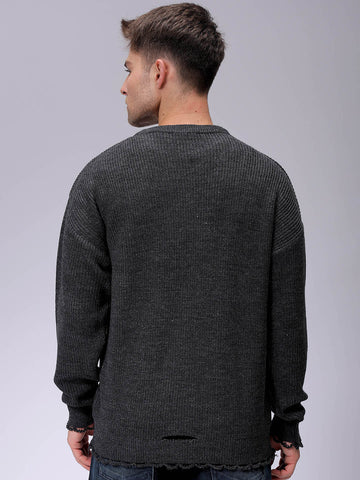 Men's Oversized Solid Crew Neck Sweater