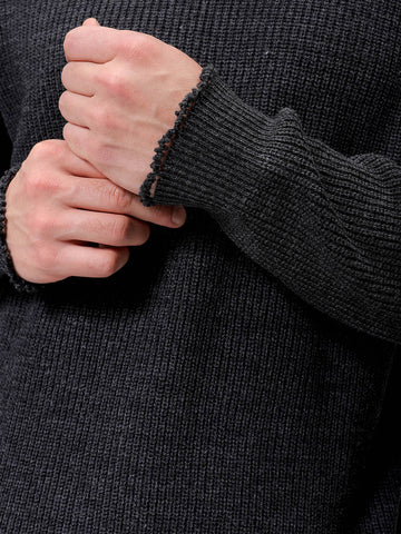Men's Oversized Solid Crew Neck Sweater