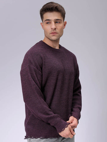 Men's Oversized Solid Crew Neck Sweater