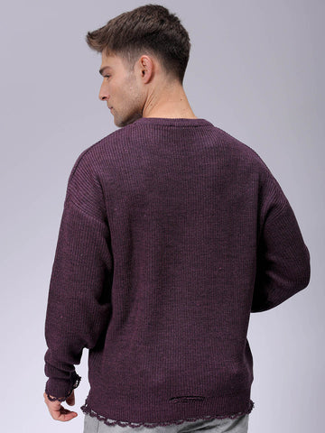 Men's Oversized Solid Crew Neck Sweater