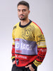 Men's Black Oversized Graphic Printed Crew Neck Sweater