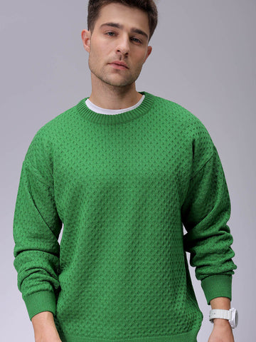 Men's Oversized Solid Crew Neck Sweater