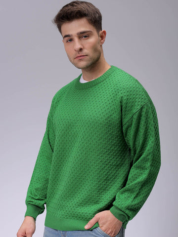 Men's Oversized Solid Crew Neck Sweater