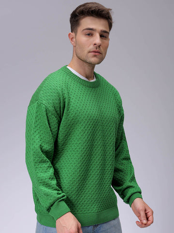 Men's Oversized Solid Crew Neck Sweater