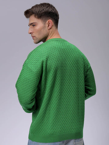Men's Oversized Solid Crew Neck Sweater