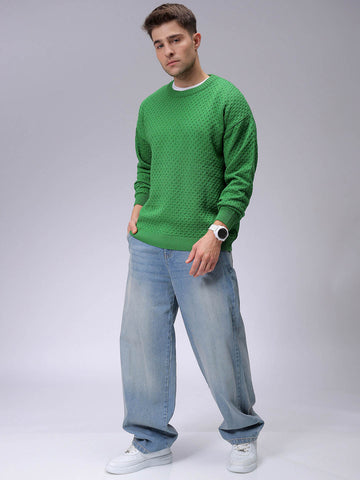 Men's Oversized Solid Crew Neck Sweater