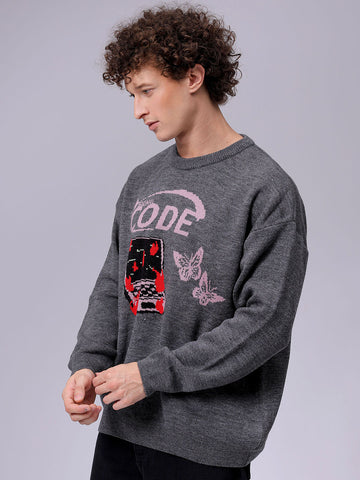 Men's Oversized Graphic Crew Neck Sweater
