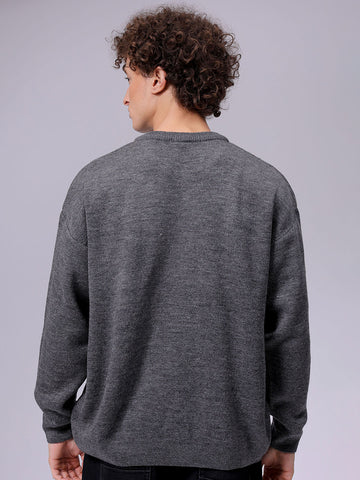 Men's Oversized Graphic Crew Neck Sweater