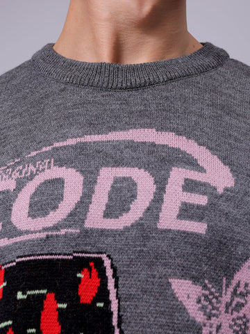 Men's Oversized Graphic Crew Neck Sweater