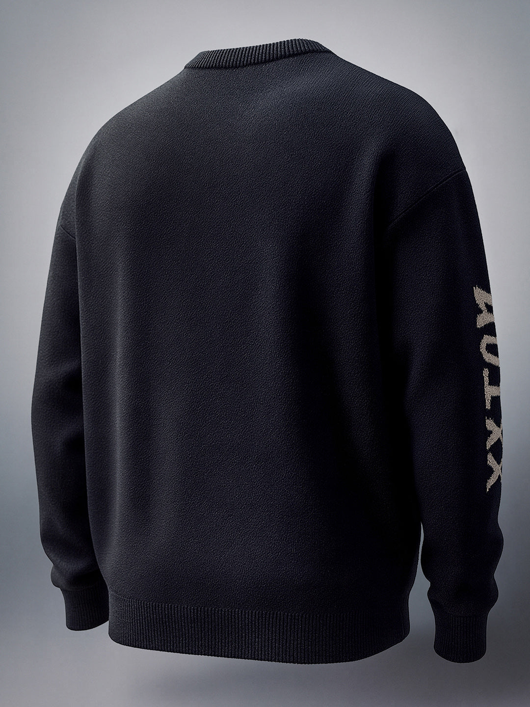 Men's Black Oversized Anime Printed Sweater