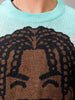 Men's Turquoise Blue Oversized Character Printed Sweater
