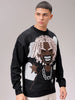 Men's Black Oversized Character Printed Sweater