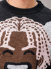 Men's Black Oversized Character Printed Sweater