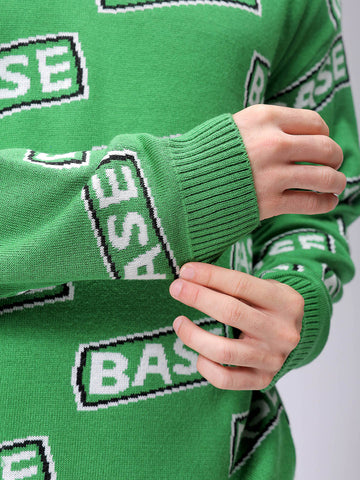 Men's Green Oversized Typographic Sweater