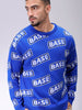 Men's Blue Oversized Typographic Sweater