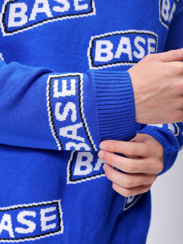 Men's Blue Oversized Typographic Sweater