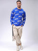 Men's Blue Oversized Typographic Sweater