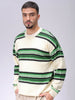 Men's Oversized Horizontal Striped Crew Neck Sweater