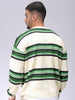 Men's Oversized Horizontal Striped Crew Neck Sweater