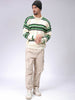 Men's Oversized Horizontal Striped Crew Neck Sweater