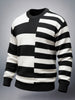 Men's Black Oversized Striped Crew Neck Sweater