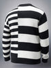 Men's Black Oversized Striped Crew Neck Sweater