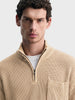 Men's Beige Oversized Fit Textured Casual Sweater