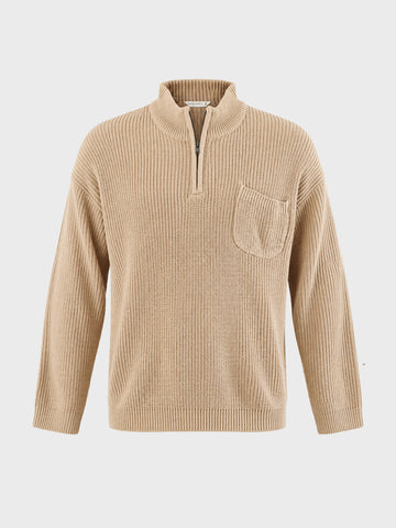 Men's Beige Oversized Fit Textured Casual Sweater
