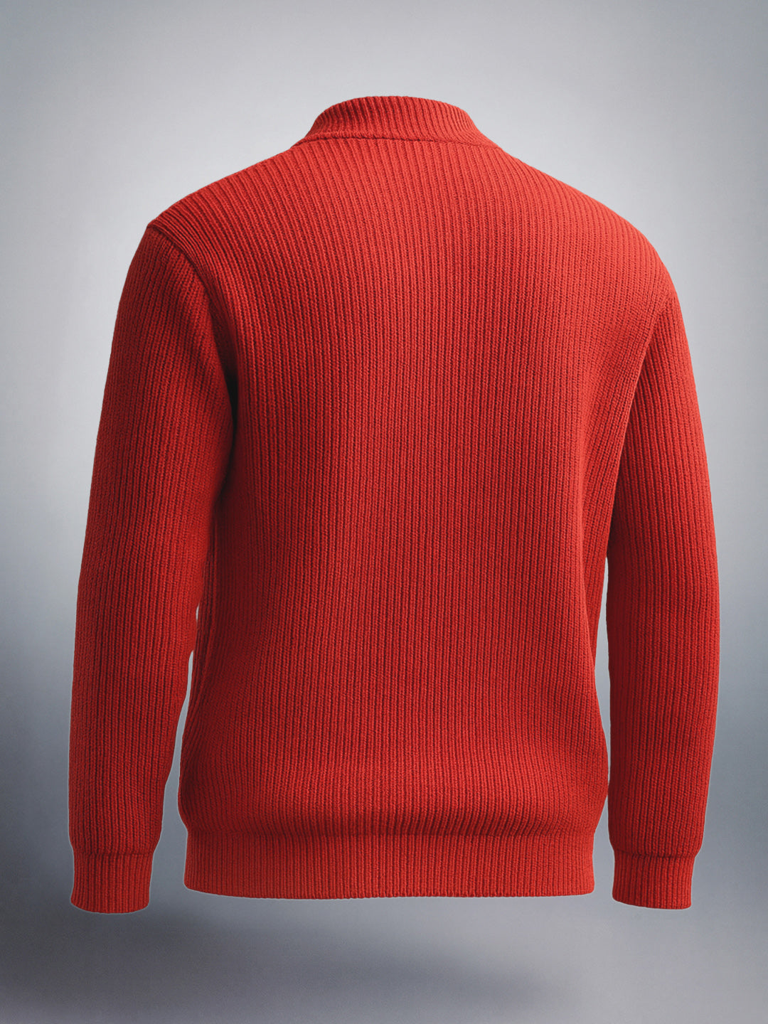 Men's Rust Oversized Textured Half Open High Neck Sweater