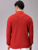 Men's Rust Oversized Textured Half Open High Neck Sweater