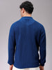 Men's Navy Blue Oversized Textured Half Open High Neck Sweater