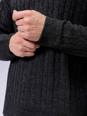 Men's Charcoal Oversized Textured Sweater