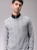 Men's Grey Oversized Textured Crew Neck Sweater