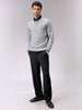 Men's Grey Oversized Textured Crew Neck Sweater