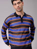 Men's Navy Blue Oversized Horizontal Striped Polo Sweater