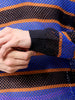 Men's Navy Blue Oversized Horizontal Striped Polo Sweater